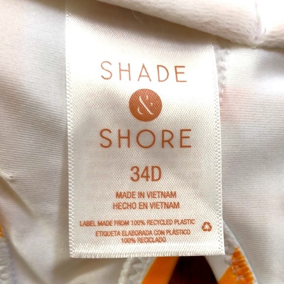 New women’s bathing suit top. Size 34D. White with orange stripes. Double strap. - Picture 7 of 10